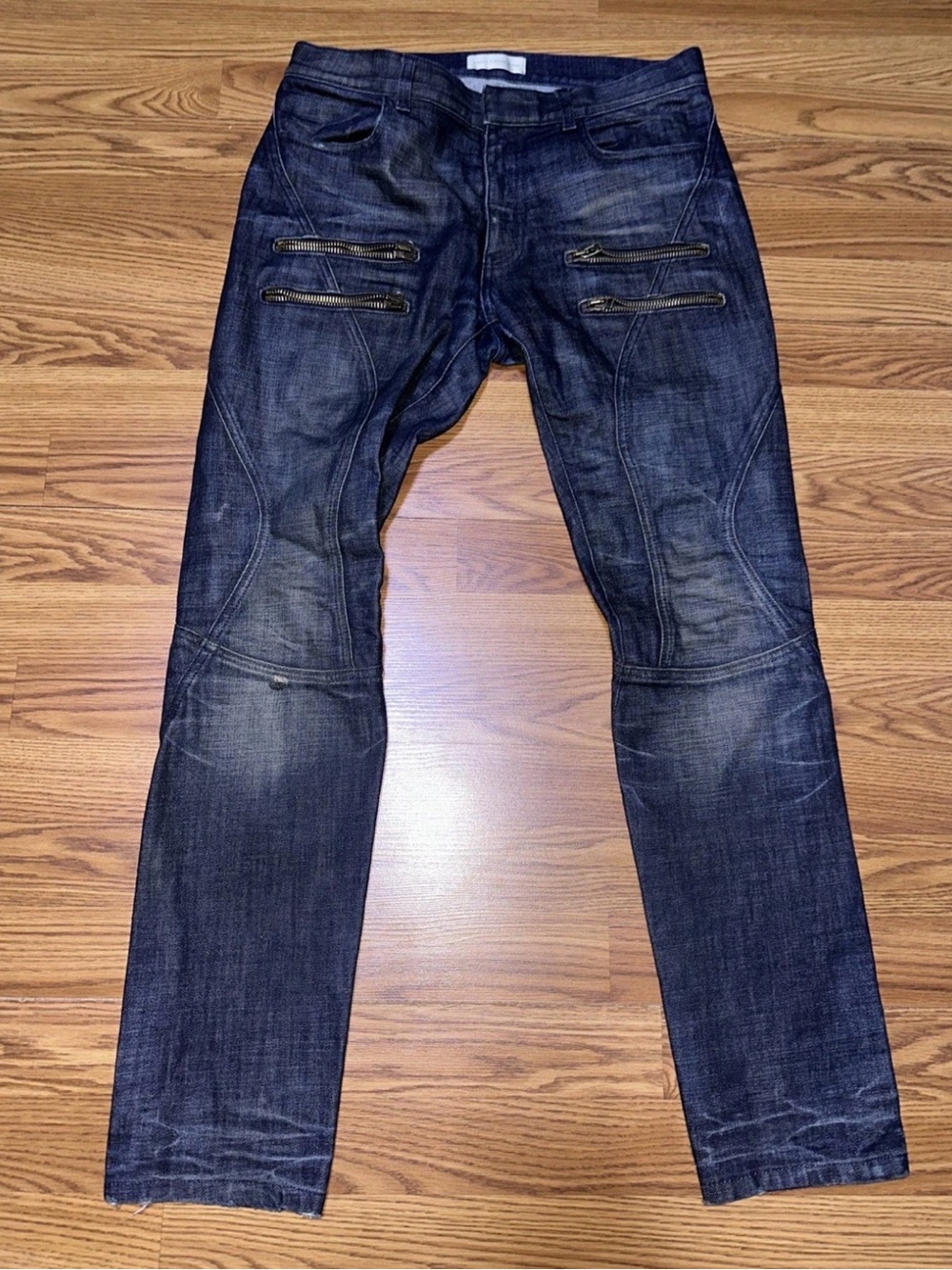 Vintage Faith Connexion Distressed biker Jeans Size 32 30 Blue Made In Italy